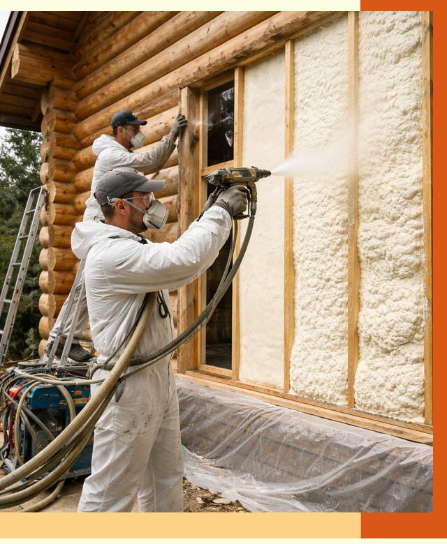 Утепление деревянного дома ППУ в Колпино от 4332 руб/м2 | ТепломастерКлп — под ключ
