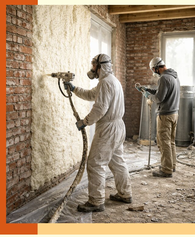 Утепление кирпичного дома пенополиуретаном в Колпино