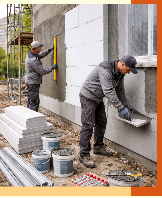 Утепление фасада и стен снаружи в Колпино от 4332 руб. | ТепломастерКлп