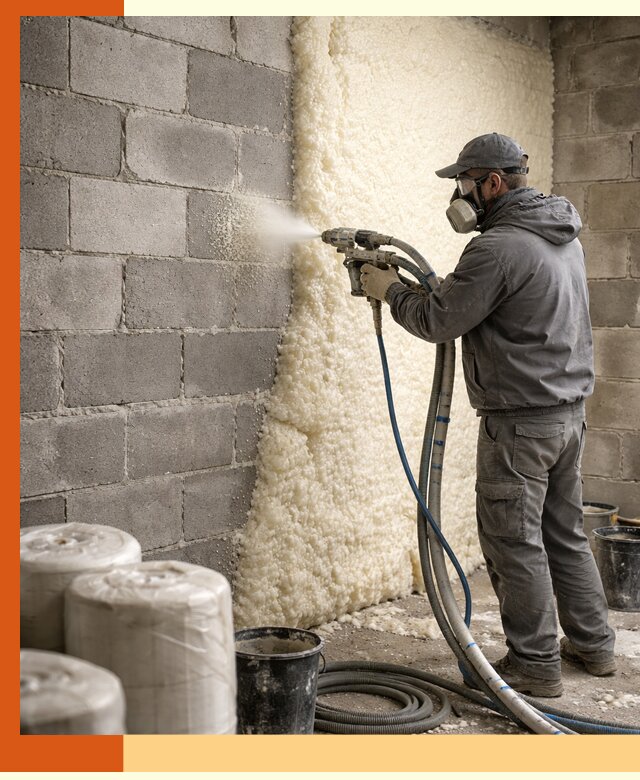 Утепление блочной стены ППУ в Колпино качественно и надёжно