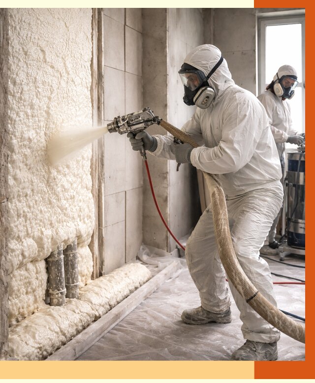 Напыление пенополиуретана в Колпино от 7736 руб./м2 — услуги и монтаж ППУ | ТепломастерКлп