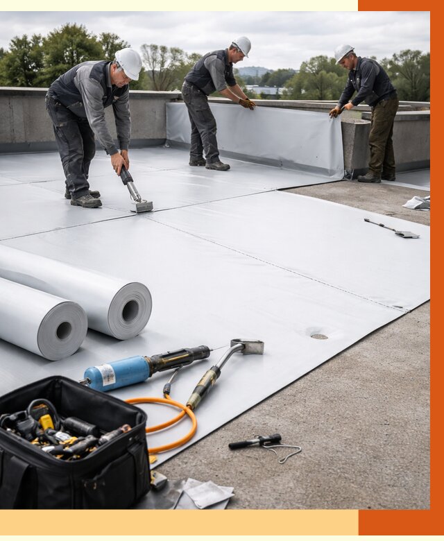 Гидроизоляция мембранной кровли в Колпино от 7736 руб./м² — профессионально | ТепломастерКлп