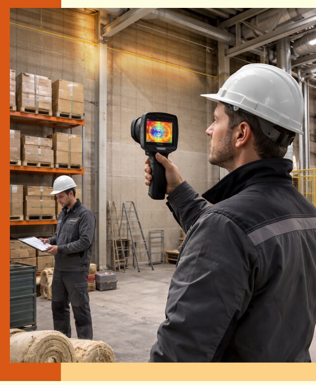 Тепловизионное обследование склада и выявление утечек в Колпино